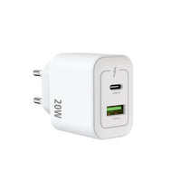 Rixus RXHC20 hvid 20W-oplader med USB-C og USB-A