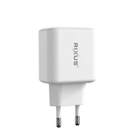 Rixus RXHC20 hvid 20W-oplader med USB-C og USB-A