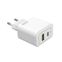 Rixus RXHC20 hvid 20W-oplader med USB-C og USB-A