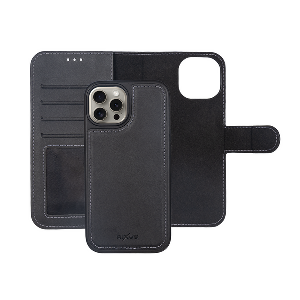 Rixus Duo 2-i-1 Magnet Wallet til iPhone 16 Pro - Sort