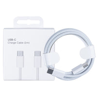Hvidt vævet USB-C til USB-C-kabel på 2 meter med 60W opladning