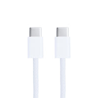 Hvidt vævet USB-C til USB-C-kabel på 2 meter med 60W opladning