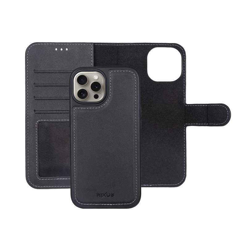 Rixus Duo 2-i-1 Magnet Wallet til iPhone 16 Pro Max – Sort