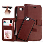2-i-1 wallet cover med magnet - brun/rød - iPhone 6/6S